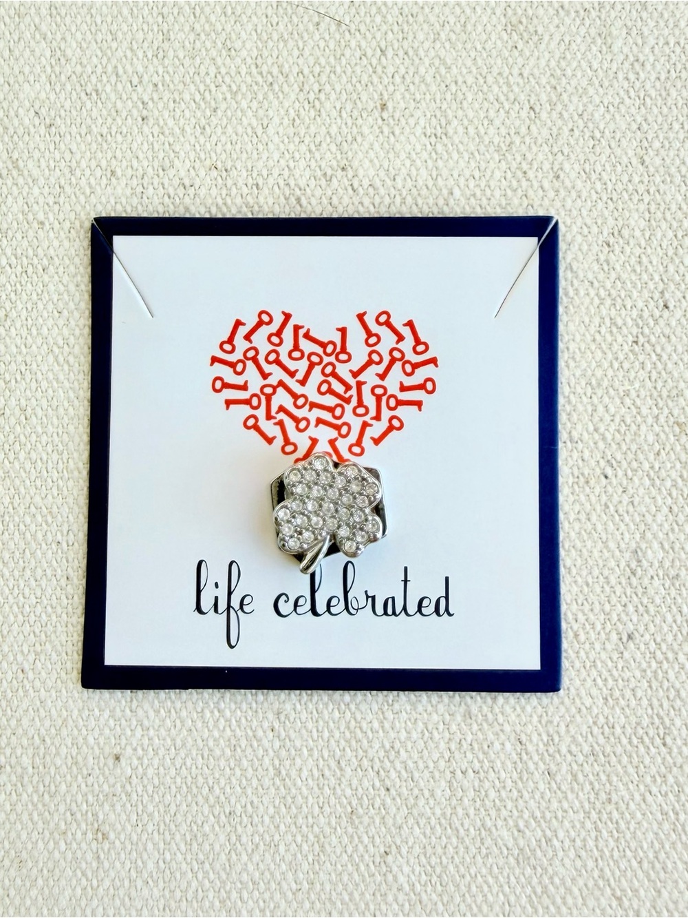 *Four Leaf Clover Charm* KEEP COLLECTIVE Retired Silver Pave